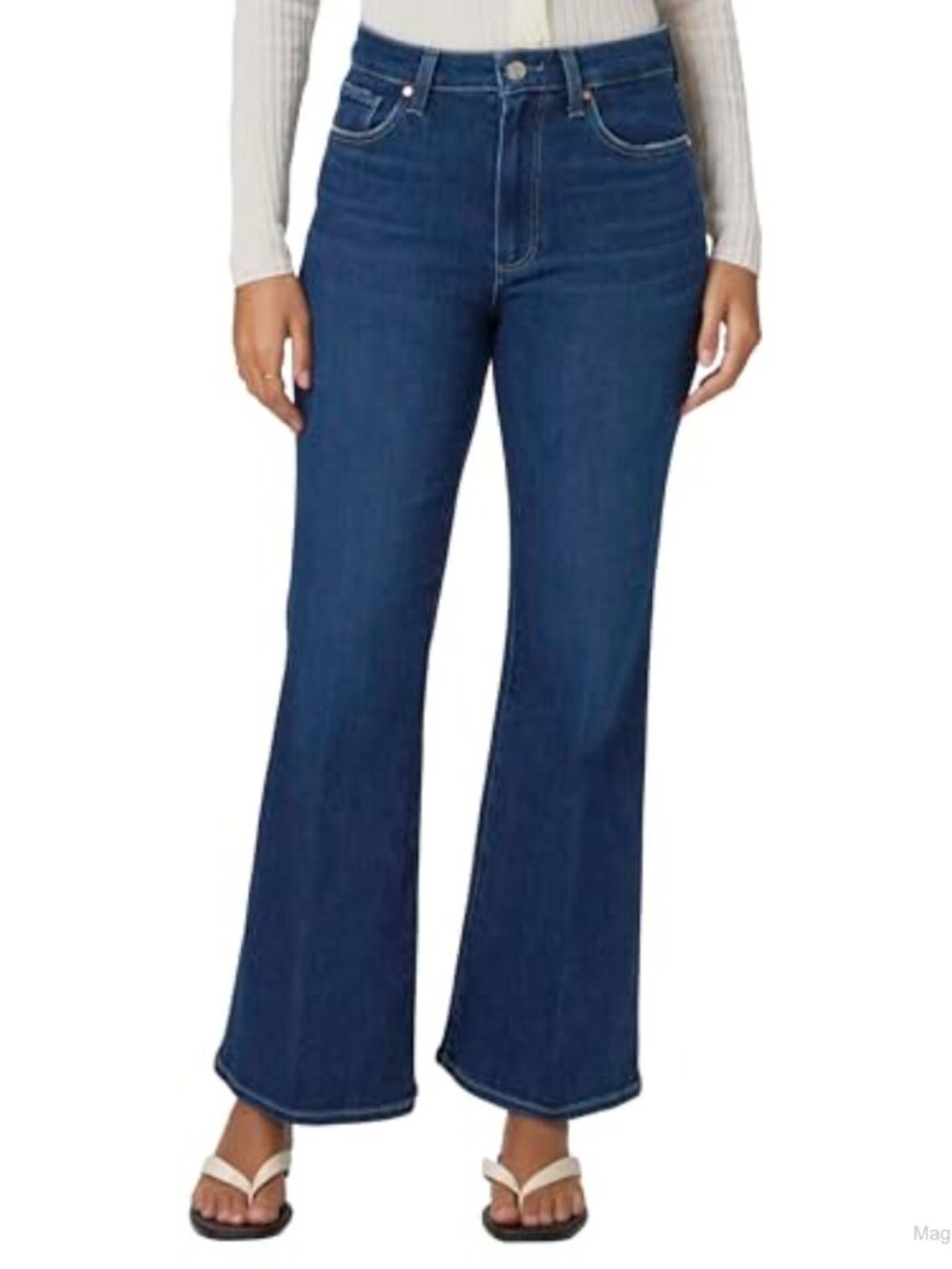 PAIGE High Rise Flared Ankle Jeans Cotton Blend Women's